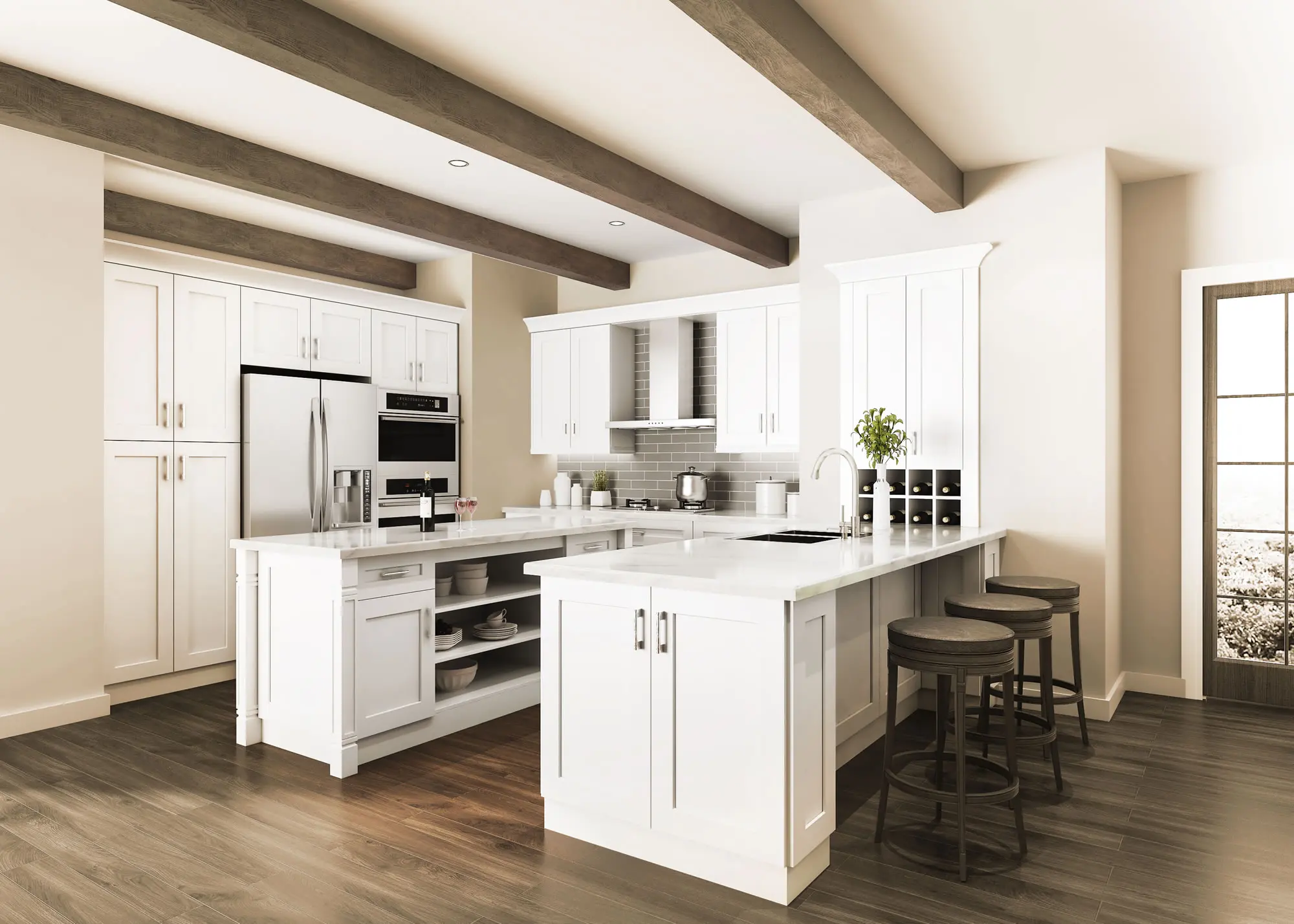Pearl White Cabinets Example Kitchen