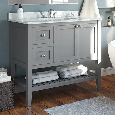 Dove Open Bottom Left Drawers Vanity