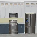 Jarlin: Dove White Shaker and Aria Blue Cabinets