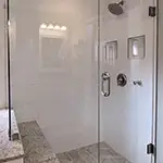Frameless Glass Shower with Chrome Hardware