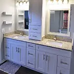 Forevermark: Ice White Shaker Double Sink Vanity with Hutch