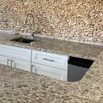 Forevermark: Uptown White Bar Cabinets with Ornamental Classic Granite