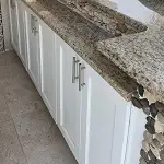 Forevermark: Uptown White Bar Storage Cabinets with Ornamental Classic Granite