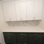Woodex: White Shaker & Hunter Green Laundry Cabinets