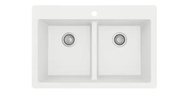Karran 50/50 Drop-In Sink (White Quartz)