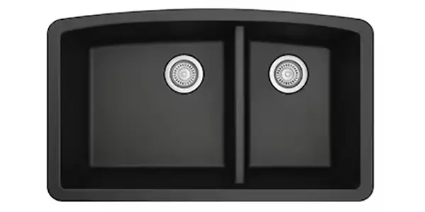 Karran 60/40 Undermount Sink (Black Quartz)