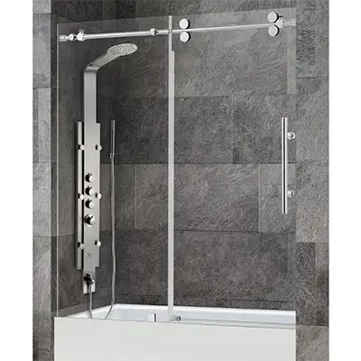 4 Wheels - Round Frameless Sliding Door on Bathtub